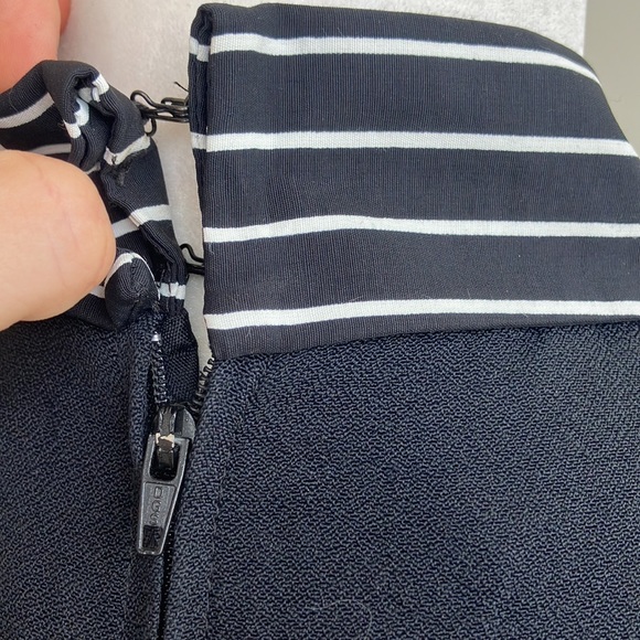 Vintage 80s 90s Striped Collar Black Dress - Picture 6 of 7